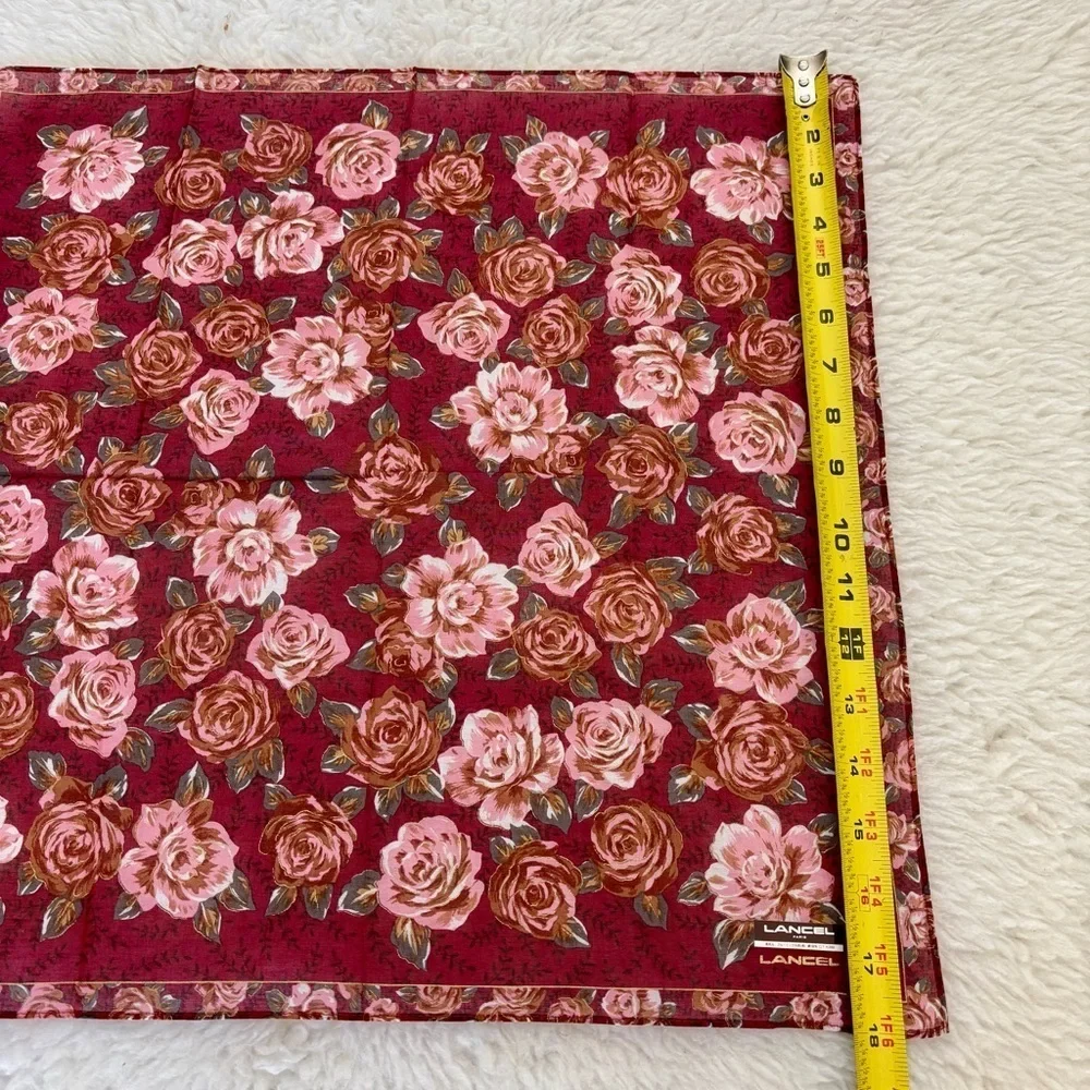 Lancel Floral Handkerchief/Bandana Scarf size 18”